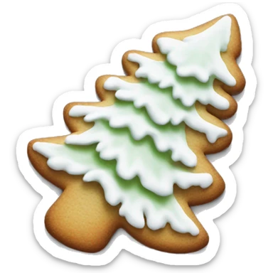 white frosted gingerbread cookie shaped like a pine tree sticker