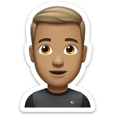 Tan man, tall, wearing compressed black t-shirt and grey joggers, and black nike trainers and silver chain and brown eyes and brown hair  sticker