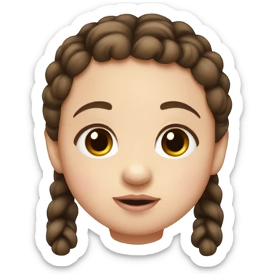 White little brown-eyed baby with two dark pigtails, plump lips sticker