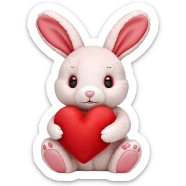bashful red love heart bunny jellycat sticker