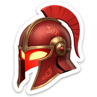 Ares legendary helmet object icon, ancient Greek helmet with glowing red runes, deep red energy glow, battle scars, epic fantasy style, 3D cartoon, mobile game icon style, centered, clean background, no text, no watermark

 sticker