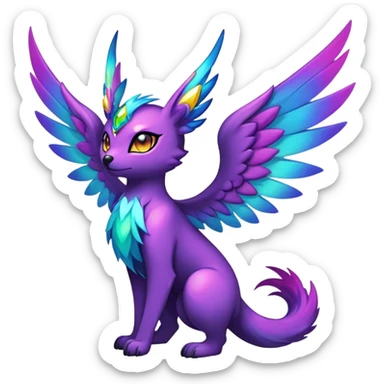 Anthro Sona Cool Edgy Cute Beautiful Colorful Shy Winged Shiny Nebula Fakemon-Fantasy-Creature Full Body sticker