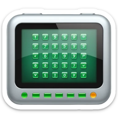 generate an electronic cryptographic device. let the code be written in green on his screen. 4 different versions. do it as efficiently as possible. sticker