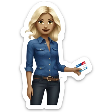 Blonde Ralph lauren women cutting credit card in half  sticker