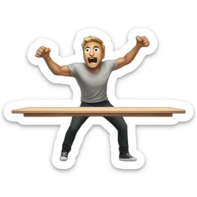 man rage flipping a table over sticker