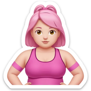 a pretty bratz fair girl in pink workout clothes (fat) sticker