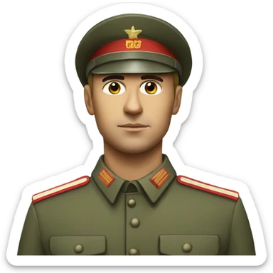 realistic ussr soldier serious with military takes sticker
