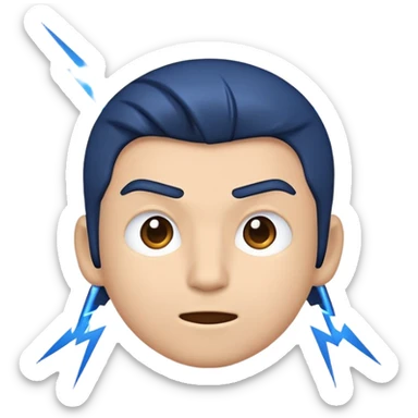 Create an emoji named Ali in dark blue and animated with lightning and special lines. sticker