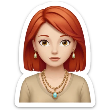 lady-in-beige-clothes-,-red-hair,-wearing-necklace sticker