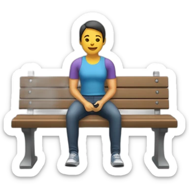 Une personne assise sur un banc en train d'écouter avec un air sérieux sticker
