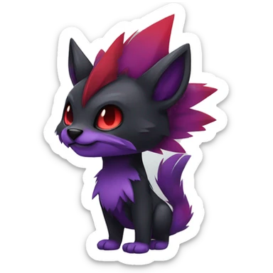 Cute cool dark punk black red purple animal hybrid Fakemon full body sticker