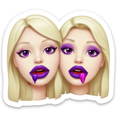 pair of bloody lips with purple lipstick on sticker
