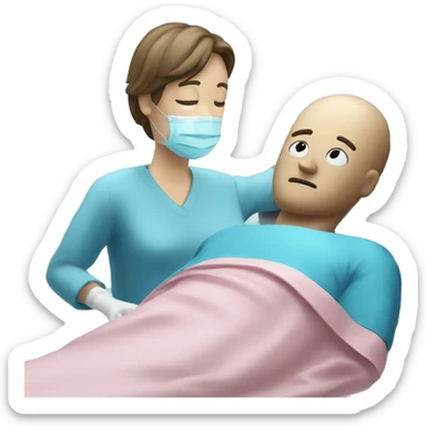 the patient man is on the surgical table sticker