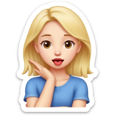 girl with arms crossed holding neck tongue out sticker