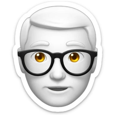 Viel homme blanc chauve avec lunettes rondes SANS moustache visage rond sticker