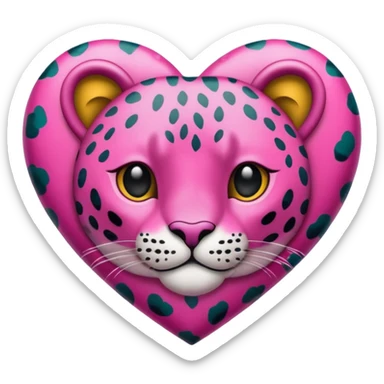 corazón color rosa fucsia con manchas de leopardo  realistas sticker