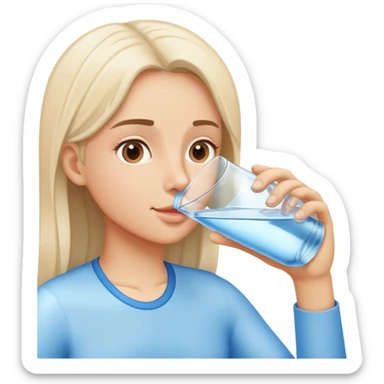 Person drinking water from a glass, refreshing sticker