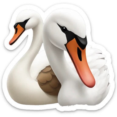 Brown swan and white swan sticker