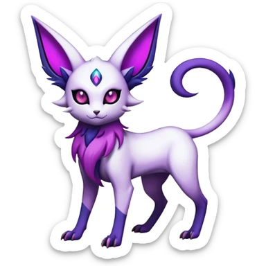 Shiny Exotic Badass Mysterious Gothic Colorful Espeon-Absol-Pokémon-Fakémon-hybrid-creature (full body) sticker