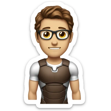 white nerd guy with brown hair inside ironman suit sticker