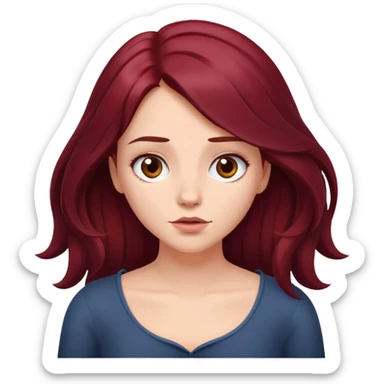 Beautiful long burgundy haired girl, shrugging shoulders sticker