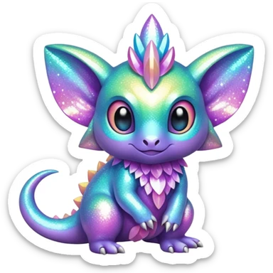 Pastel Randomly-colored sparkly exotic Fakémon-creature sticker