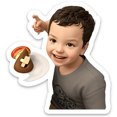 happy boy enjoying food sticker