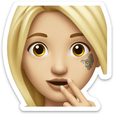 Blonde elegant women with LONG HAIR, her Body Covered with Tattoos, POINTING YOU FORWARD with her HAND with INDEX FINGER, Hyper Realistic sticker