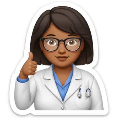 make a fat brown female biology teacher with glasses giving a thumbs up with short black hair wavy sticker