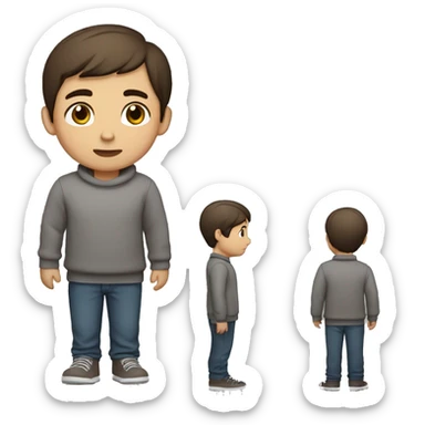 winter, christmas, hispanic, short brown hair, boy, brown eyes, child, full body, grey sweater sticker
