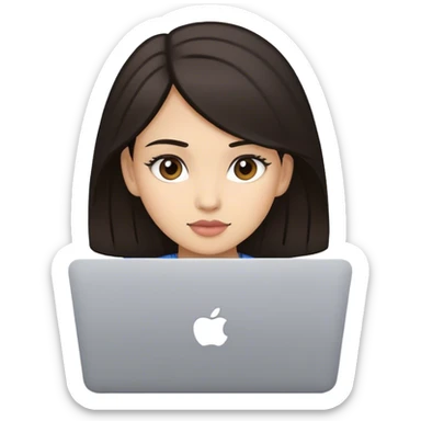 smm girl with dark hair with mac book sticker