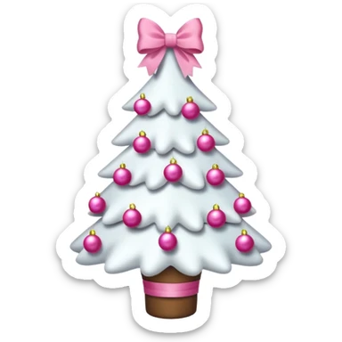 WHITE CHRISTMAS TREE WITH PINK BOWS sticker