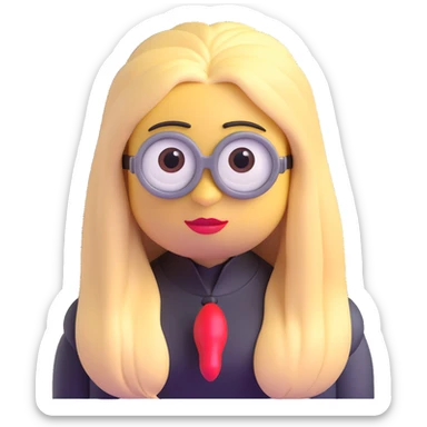 minion with long blonde hair and red lipstick sticker