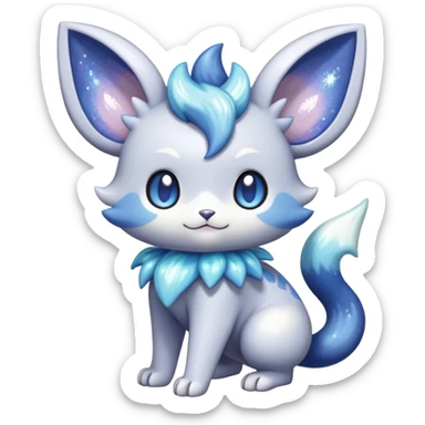Colorful Sparkly Shiny Exotic Meowstic-Minccino-Espurr-Fakémon-hybrid-creature (full body)  sticker