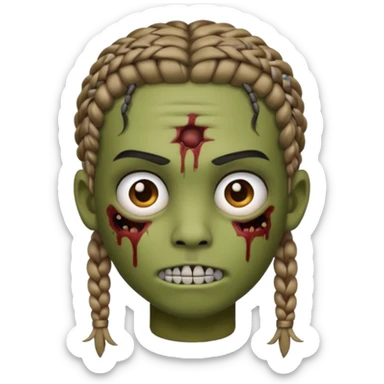 can you make an boy zombie emoji with small stitch braids and a eyebrow piercing on his right eyebrow and a diagonal eyebrow piercing on his left eyebrow sticker