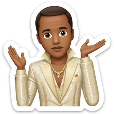 Freddie Jackson, R&B Singer with dark brown hair, ivory sequin outfit sticker