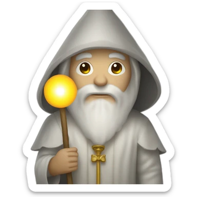 white pilgrim with a staff and a halo of light sticker