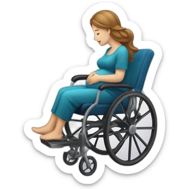 Une femme enceinte en chaise roulante buvant de l’eau sticker