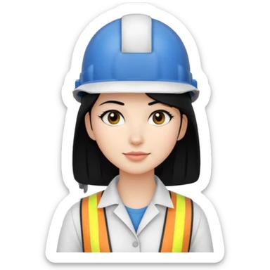 Ingeniera industrial casco blanco y cabello negro sticker