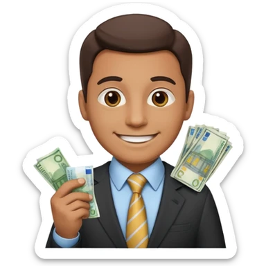 AN UNCLE with a tie in business clothes and with euro money
 sticker