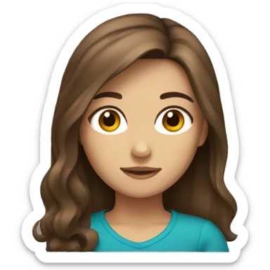 Girl with medium brown hair and brown eyes sticker