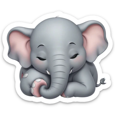 Meme-Worthy Cute Sleeping Elephant Portrait Emoji, Head resting peacefully with a contented smile, showcasing a massive, gentle build and a luxuriously soft gray hide, eyes shut in a serene, restful nap, Simplified yet hilariously adorable features, highly detailed, glowing with a soft, drowsy light, high shine, relaxed and utterly lovable, stylized with an air of playful laziness, bright and heartwarming, soft glowing outline, capturing the essence of a comically sleepy elephant, so meme-worthy it feels like it could instantly become the next viral sensation of adorable slumber! sticker