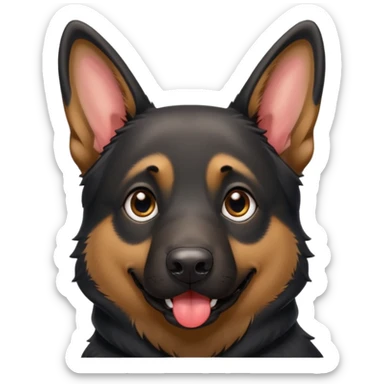 cartoon style dark German Shepherd dog with longer tongue hanging out  sticker