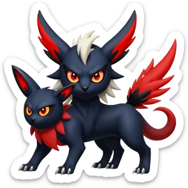 Handsome cool badass edgy Absol-Litten-Zorua-Giratina-Yveltal-Pokémon-Fakémon-fusion-hybrid-creature sticker