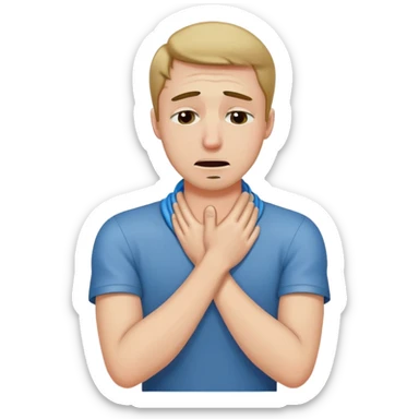 Man putting arms around his neck while crying sticker