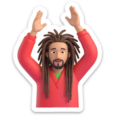 A rasta man bigging up di whole world 🌍🔥🤲🏾, reggae vibes 🎶, love and unity ✨💛💚❤️, every nation stand strong 🇯🇲🌐👑. sticker