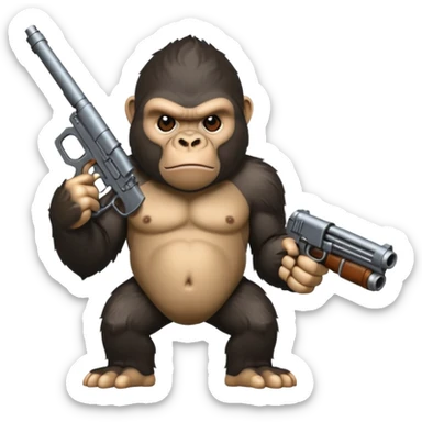 A mean gorilla holding a big gun sticker