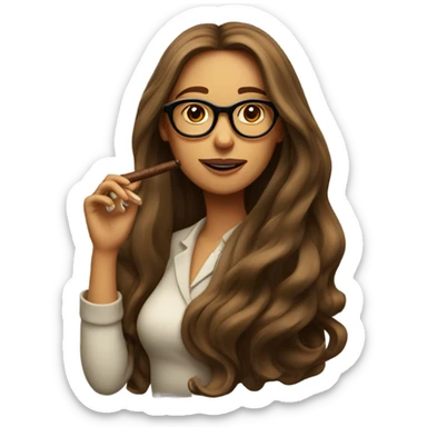 girl with glasses and long hair smoking a cigar  sticker