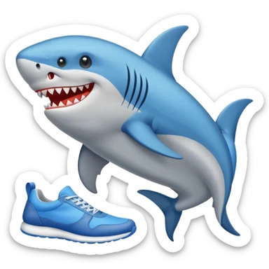 Un tiburón con zapatos azules sticker