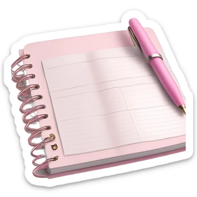Light Pink Planner open notebook with pink pen sticker